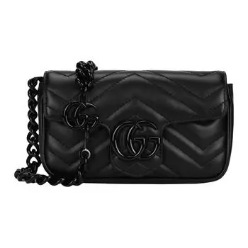 GUCCI Сумка через плечо GG Marmont из кожи и смолы, женская, черная