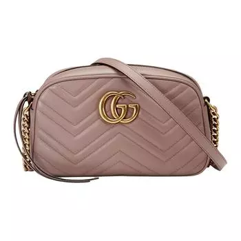 GUCCI Сумка через плечо GG Marmont из кожи для фотоаппаратов, женская, телесно-розовая