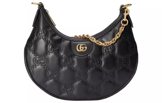 GUCCI Сумка через плечо GG Matelass из кожи Crescent Moon, женская, черная
