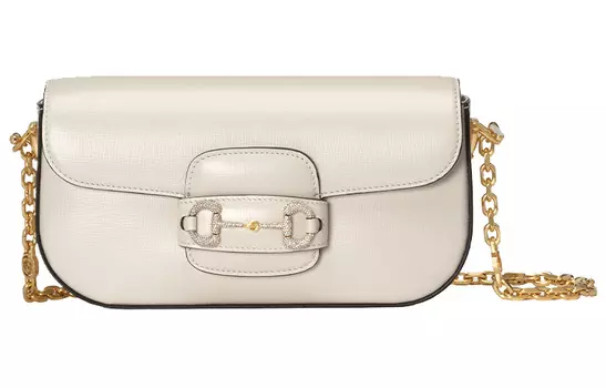 GUCCI Сумка через плечо Horsebit 1955, кожаная, женская, белая