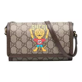 GUCCI Сумка через плечо из хлопка, мужская, цвет "черное дерево"