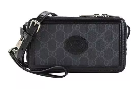 GUCCI Сумка через плечо из холщовой кожи, мини, женская, черная