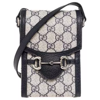 GUCCI Сумка через плечо из холста и кожи, мини-сумка унисекс, синяя и бежевая