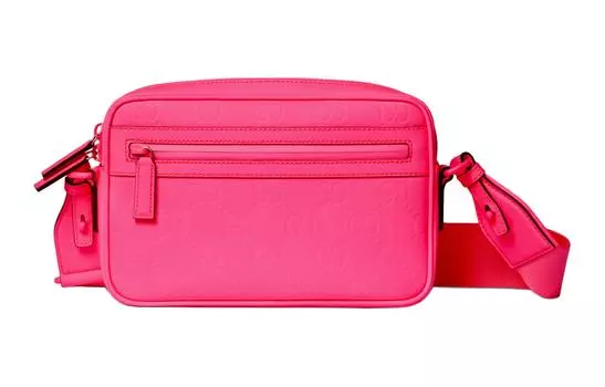 GUCCI Сумка через плечо из кожи с резиновым эффектом, женская, фуксия