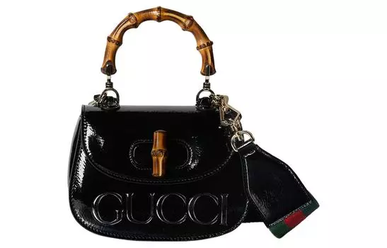 GUCCI Сумка через плечо из лакированной кожи, мини-сумка женская, черная