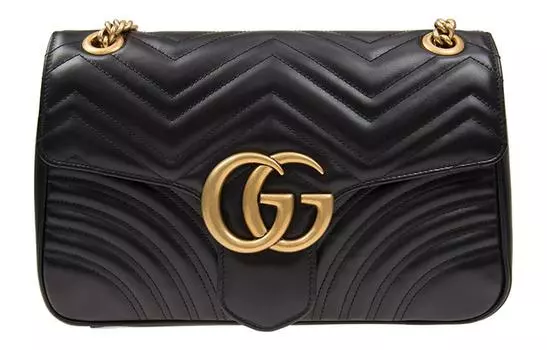 GUCCI Сумка через плечо из стеганой кожи GG Marmont, женская, черная