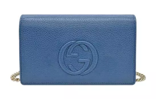 GUCCI Сумка через плечо из телячьей кожи Litchi Grain, женская, синяя