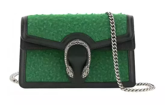 GUCCI Сумка через плечо из ткани и коровьей кожи, женская, зеленая
