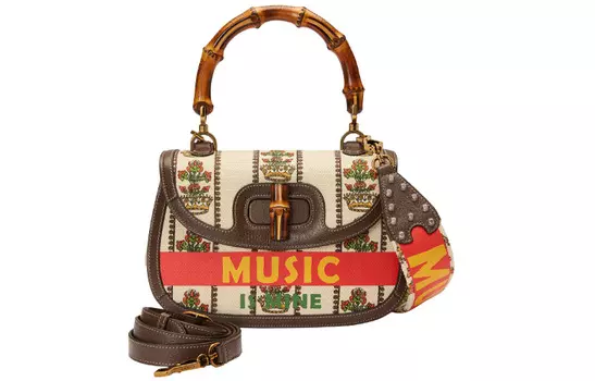 GUCCI Сумка через плечо из жаккардовой ткани, женская, среднего размера, цвета слоновой кости, белого/коричневого цвета