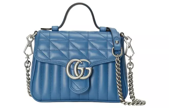 GUCCI Сумка через плечо Marmont из кожи, мини-сумка женская, синяя