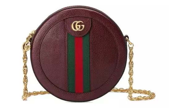 GUCCI Сумка через плечо, мини, женская, кожаная, темно-красная