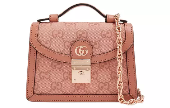 GUCCI Сумка через плечо Ophidia Canvas с кожей, женская, розовая
