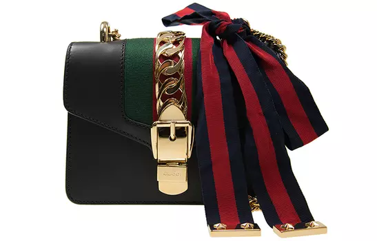 GUCCI Сумка через плечо Sylvie из коровьей кожи, мини, женская, черная