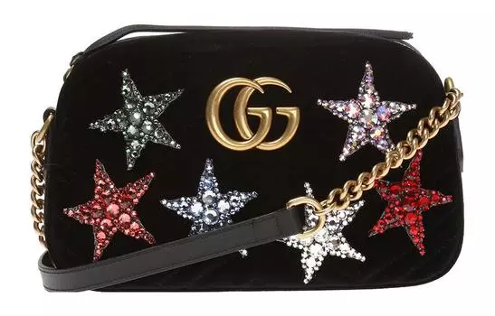 GUCCI Сумка для фотоаппарата GG Marmont Velvet, сумка через плечо, маленькая женская, черная