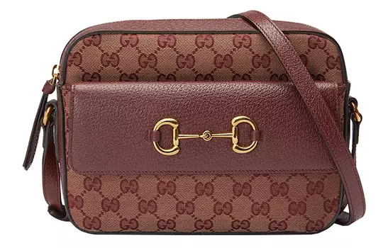GUCCI Сумка для фотоаппарата из холста с кожей, сумка через плечо, маленькая, женская, бордового цвета
