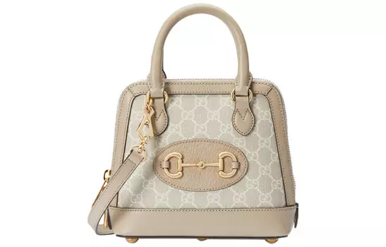 GUCCI Сумка Horsebit 1955 года из холста с кожаной вставкой, сумка-седло, сумка через плечо, мини-сумка для женщин, цвет эбеновое дерево/бежевый