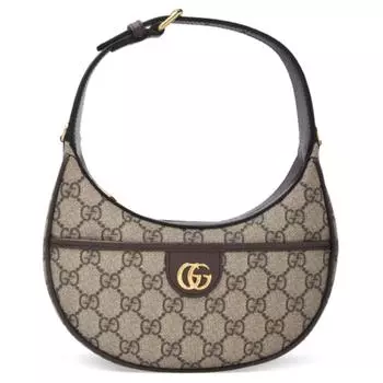 GUCCI Сумка из холста Ophidia с кожаной отделкой, портативная сумка через плечо, мини-сумка для женщин, бежево-черного цвета
