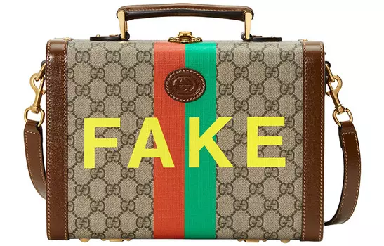GUCCI Сумка-кофре из холста с кожей, переносная сумка через плечо, унисекс, коричневого цвета