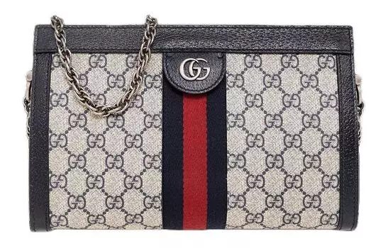 GUCCI Сумка-конверт из холста с кожей, клатч, сумка через плечо, женская, белого и синего цвета