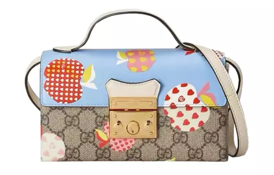 GUCCI Сумка-коробка с замком и кожаной сумкой-коробкой, наплечная сумка через плечо, мини, женская, эбенового/синего цвета