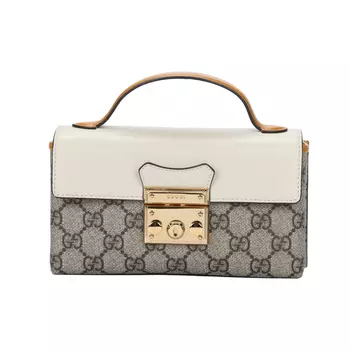 GUCCI Сумка-коробка с замком и кожей, сумка на плечо, дамская сумочка, сумка через плечо, женская, мини, белая/черная