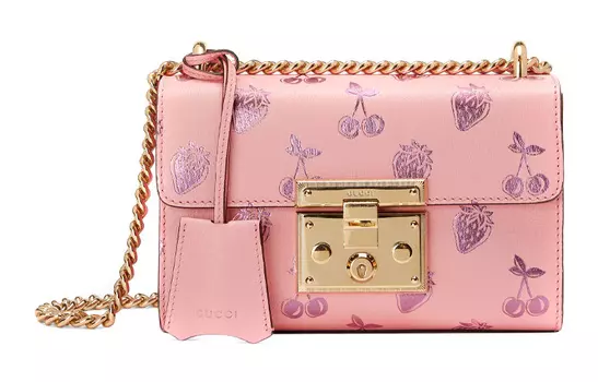 GUCCI Сумка-коробка с замком, кожаная, наплечная сумка, женская, розовая