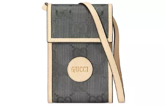 GUCCI Сумка-кошелек для мобильного телефона из нейлона и кожи, через плечо, унисекс, темно-серый