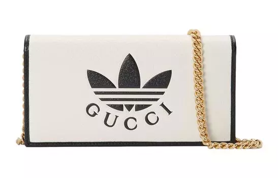 GUCCI Сумка-кошелек из кожи Adidas Collaboration, женская сумка через плечо, белая
