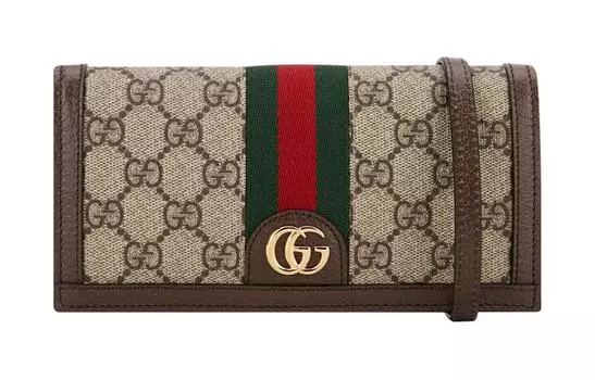 GUCCI Сумка-кошелек Ophidia Canvas с кожаной наплечной сумкой, женская, бежево-коричневая