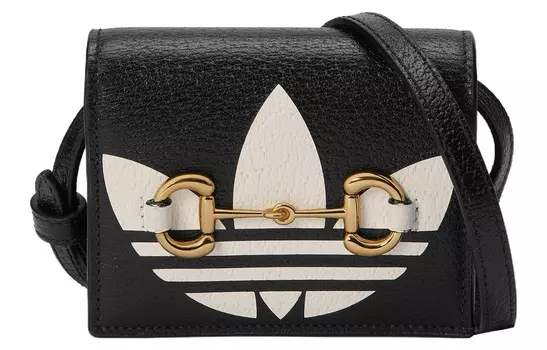 GUCCI Сумка-мессенджер Adidas, маленькая квадратная кожаная сумка, через плечо, унисекс, черная