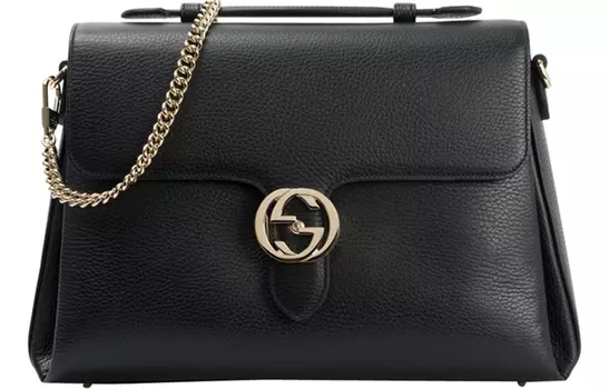 GUCCI Сумка-мессенджер из натуральной кожи Litchi Grain, сумка-мессенджер, переносная сумка через плечо, женская, черная