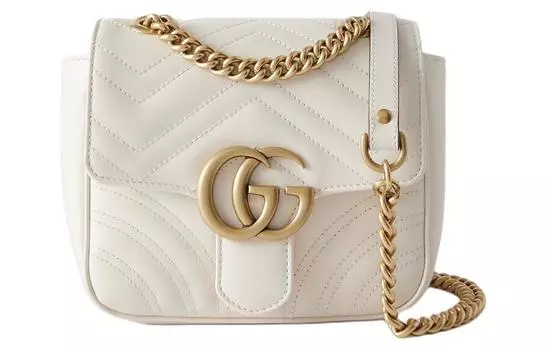 GUCCI Сумка-мессенджер Marmont Leather Camera Bag, женская, через плечо, белая