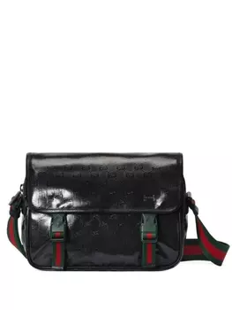 Gucci сумка-мессенджер с кристаллами и логотипом GG, черный