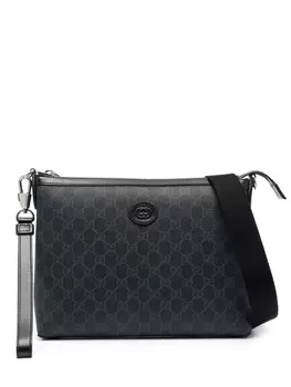 Gucci сумка-мессенджер с логотипом Interlocking G, черный