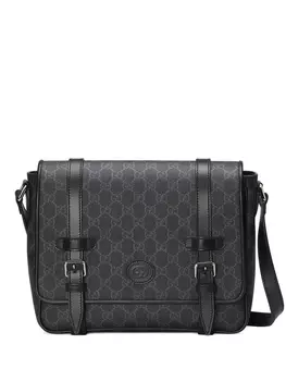 Gucci сумка-мессенджер с узором GG Supreme, черный