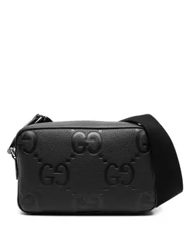 Gucci сумка-мессенджер среднего размера с узором Jumbo GG, черный