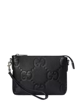 Gucci сумка-мессенджер среднего размера с узором Jumbo GG, черный