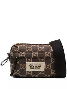 Gucci сумка-мессенджер среднего размера с узором GG Supreme, коричневый
