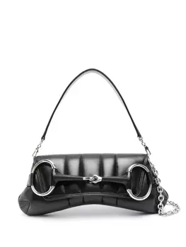 Gucci сумка на плечо Horsebit Chain среднего размера, черный