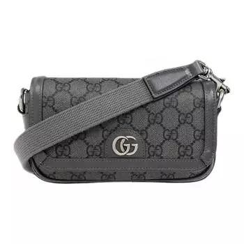 GUCCI Сумка Ophidia Canvas с кожаным ремешком через плечо, мини-сумка для мужчин, серо-черная