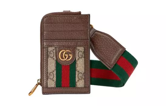 GUCCI Сумка Ophidia Canvas с кожей, через плечо, держатель для карт, мужской кошелек, коричневый
