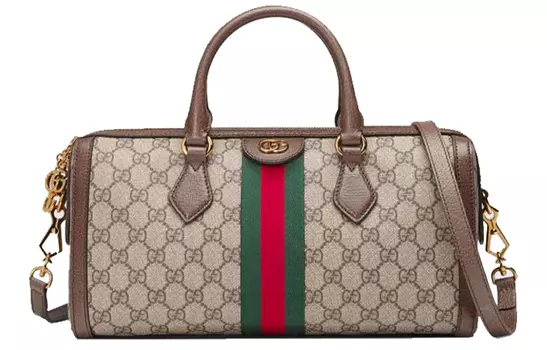 GUCCI Сумка Ophidia Canvas с кожей, через плечо, женская, среднего размера, цвет эбеновое дерево/коричневый