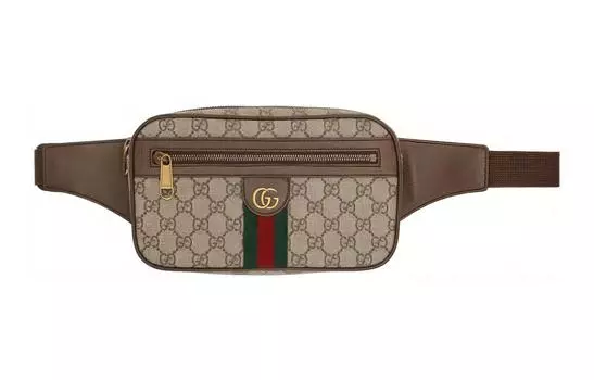 GUCCI Сумка Ophidia из холста с кожаной наплечной сумкой через плечо, поясная сумка, слинг, средний размер, унисекс, цвет эбеновое дерево/коричневый