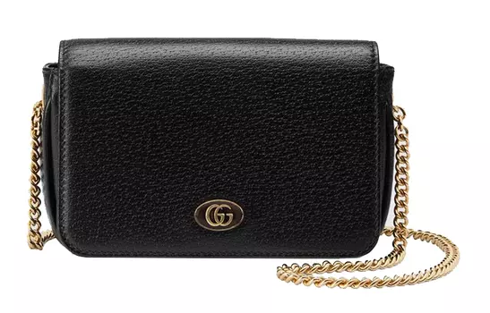 GUCCI Сумка-помада из кожи, сумка через плечо, сумка на цепочке, женская, черная