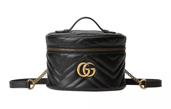 GUCCI Сумка-рюкзак из стеганой кожи GG Marmont, мини, женская, черная
