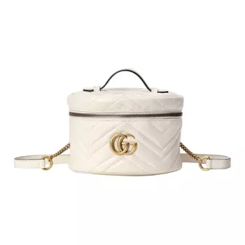 GUCCI Сумка-рюкзак из стеганой кожи GG Marmont, мини, женская, белая