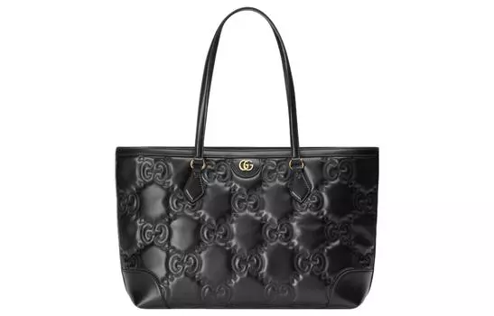 GUCCI Сумка-шоппер GG Matelass Leather Tote, женская, черная, через плечо