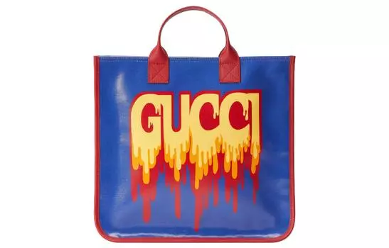 GUCCI Сумка-шоппер из холста, сумка для покупок, переносная детская сумка, синяя