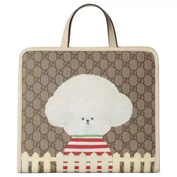 GUCCI Сумка-шоппер из холста, сумка для покупок, холщовая сумка, детская сумка бежевого и черного цветов