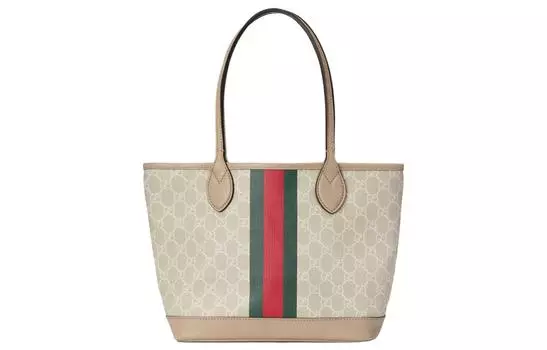 GUCCI Сумка-шоппер Ophidia Canvas с кожаной отделкой, сумка-шоппер, сумка через плечо, женская сумка Trumpets бежево-белого цвета